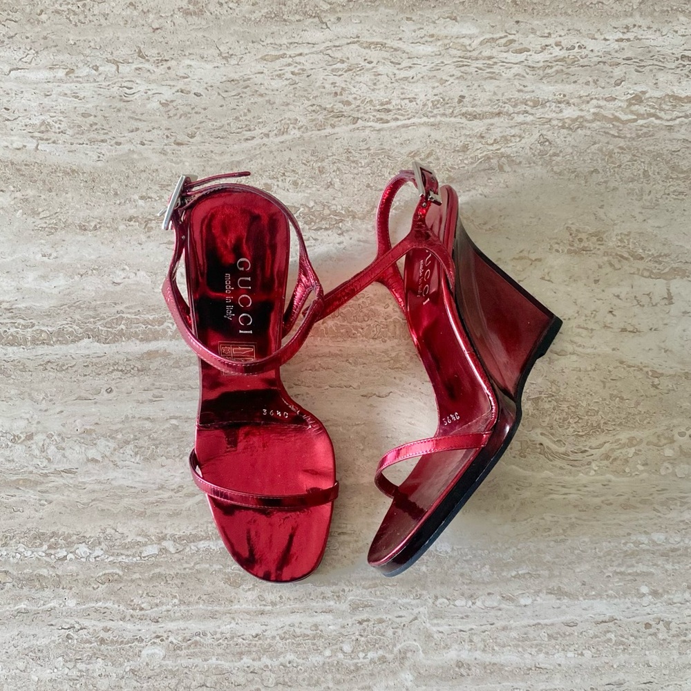 Vintage Gucci Tom Ford-era Lucite Wedge Sandals